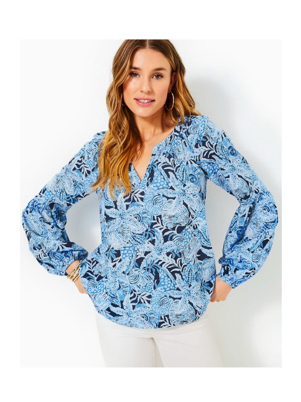 Lilly Pulitzer Sullivan Popover Tunic XL Bonaire Blue Coastal Constellation